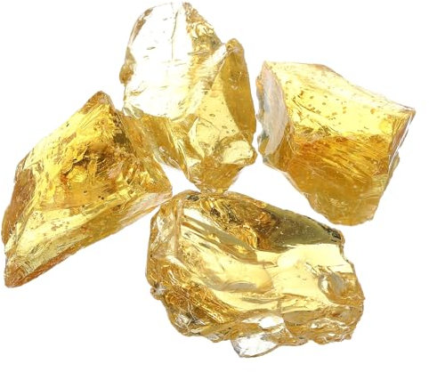 sourcing map Fire Glass for Fire Pit, 0.9 Pounds High Luster Reflective Tempered Glass Rocks for Natural Propane Fireplace, 3-5cm, Crystal Yellow