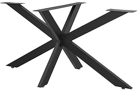 Pieds de table en métal avec cadre en croix d'araignée - Pieds en acier pour table de salle à manger ou de conférence - Assemblage facile - Noir - Avec protection de sol - Taille : [taille RT]