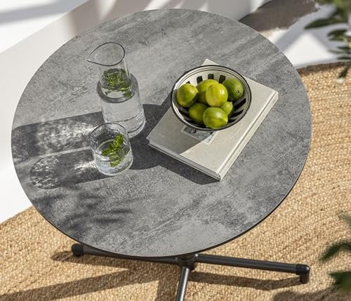 Dehner Gartentisch Capri, runder Balkontisch, klappbar, bis zu 4 Sitzplätze, Ø 70 x 74 cm, Metall pulverbeschichtet, grau