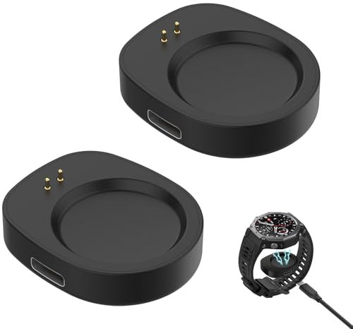 Lot de 2 chargeurs de montre intelligente avec 2 câbles de charge, adaptateur de type C, convertisseur de câble de charge, chargeur USB portable, compatible avec T-Rex3(A2322)/Balance (A2286),