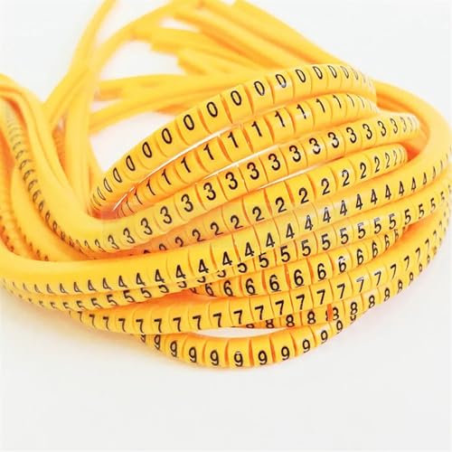 Etiquettes d'identification des fils électriques, Marqueur de câble en PVC EC-0 EC-1 Numéro 0 à 9 Taille du câble 1,5 mm² Marqueurs de câble en PVC de couleur jaune Marqueur d'isolation(Ec 3 Yellow 0