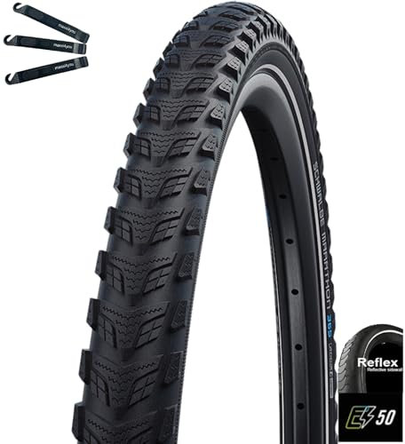 1 x Schwalbe Marathon 365 GreenGuard E-50 Fahrradreifen Schwarz mit Reflex 40-622 (28 x 1,50) inkl. maxxi4you Reifenheber