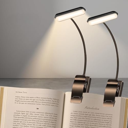 YverLand Luz lectura de libro con pinza de 5 leds, cuello flexible ajustable 360º, 3 pilas AAA, Lámpara portátil noche cama escritorio infantil estudiar (3 Pilas AAA NO incluidas x 2 Unidades)