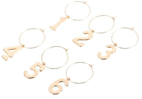 BEBEMOKO 6Stücke Zinc Alloy Wine Glass Identifiers Numbered Cup Markers Partyzubehör zur Kennzeichnung von Weingläsern für Feiern und Zusammenkünfte