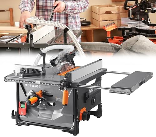 Sega Circolare per Legno da Banco Troncatrice per Legno 98% Dust Collection 2000w with 216mm Blade Max Cutting 60mm (90 °) and 40mm (45 °) with Extendable Side Table
