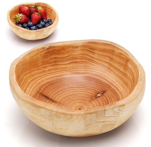 LOMUG Frutero de madera, cuenco de madera, decoración irregular, cuenco de madera, cuenco decorativo para verduras, frutas, aperitivos, ensaladas, llaves, pan (extra pequeño)