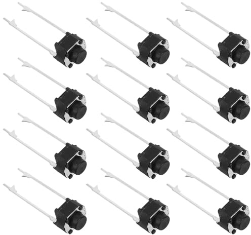 20 Stück Mikro Drucktaster 2 Pin Smd Schwarz für Steckplatinen | Kunststoff und Kupfer, Runde Oberflächenmontage, Präzises Auslösen, Leiser Betrieb, für Medizingeräte und Elektroniklabore