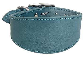 hogtnd Breit gepolstertes Hundehalsband, echtes Leder, Welpenhalsband für Lurcher, italienische Windhunde, bequemes Haustierzubehör, Whippets, Halsband, Lurcher-Halsband, Windhundhalsband