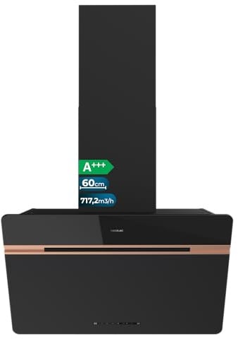Cecotec Wand-Dunstabzugshaube Bolero Flux DT 607500 Matt Black A++. 60 cm, 717,2 m³/h, BLDC-Motor, Touchpanel, Gestensteuerung, Doppel-Booster, Air Cleaning, App Control, LED, Carbonfilter inkl
