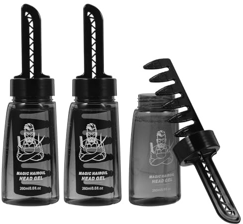 ARTIBETTER 3 Stück pack Nachfüllbare Haargel Flaschen mit Breitem Kamm 260 Ml Kunststoff Applikator für Herren Haarstyling Wiederbefüllbare Styling Gelflaschen für Präzises Auftragen