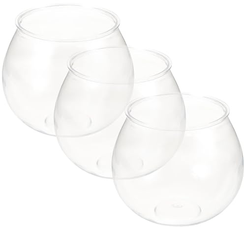 Zarte Fischschale als Betta Aquarium Umsturzsicheres Mottoparty 3 Stück | Transparenter Kunststoff aus PET, Rundes Design für Fensterbank, Garten und Büro, Praktische Tischdekoration
