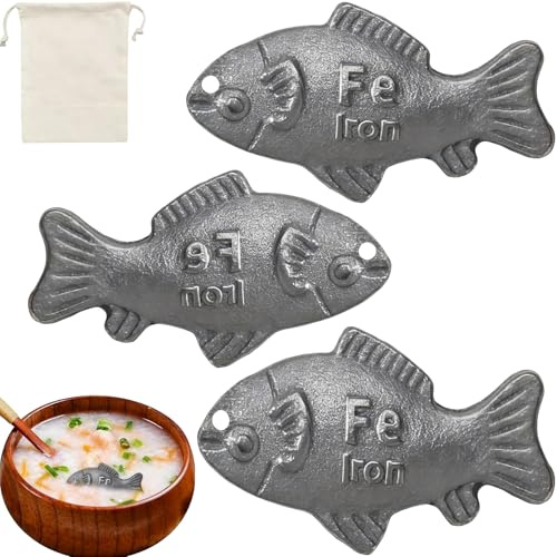 Xinlon 3 Iron Fish cookware Pieces, Natural Irons cookware, Irons Fish – a Natural Source of Iron, Reduces the Risk of Deficiency, Creative Cooking Accessories, Comes with a White Cotton Bag