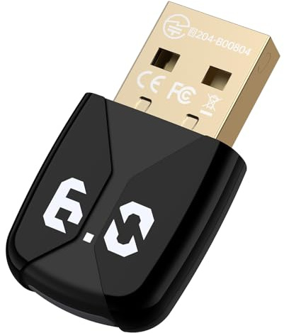 Adattatore USB Bluetooth per PC, Plug and Play EDR & BLE Bluetooth 6.0, ricevitore dongle per PC, laptop, desktop, tastiera, mouse, cuffie, altoparlanti, stampante, supporta Windows 11/10/8.1/7