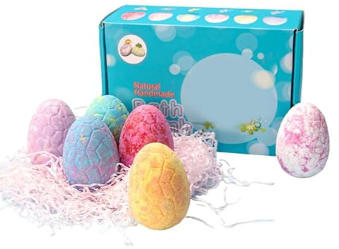 Badebomben für Kinder mit Dinosaurier-Spielzeug im Inneren, 6er Pack Badebomben Kinder mit Überraschung, Badekugeln mit Badewannenspielzeug für Jungen und Mädchen (Blau)