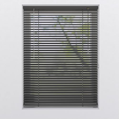 Alu Jalousie Anthrazit ohne & mit Bohren für Fenster Tür | viele Größen | 25 mm Lamellen aus Aluminium | Sonnenschutz Sichtschutz Blendschutz Klemmfix Jalousette Faltrollo Klemm Rollo (70 x 250 cm)