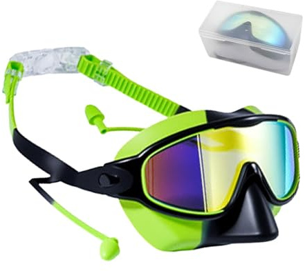 Simmask för barn | panoramautsikt, anti-dimma med näs- och öronproppar, barnsimmask, för pool, , dykning, snorkling - från 3 år till 14 år