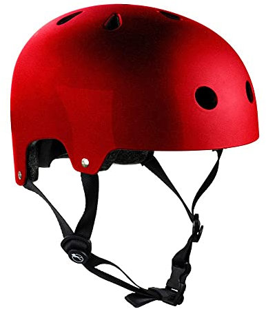Helm für Skater,Scooter,Biker (Rot metallic, L - XL / 57 - 59 cm)