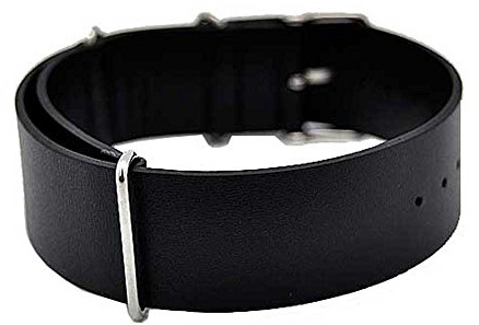 Uhrenarmband Durchzugsband Kalbleder NATO LEDER 22mm schwarz 4155