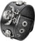 JewelryWe Schmuck Herren Lederarmband Breit, Piraten Totenkopf Schädel Leder Manschette Armreif Schwarz Männer