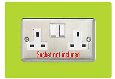 Double Socket Surround, Square Acrylic Back Panel Finger Plate, Decorative Frame for Neat and Tidy Finish, Font Colour:Lime Green