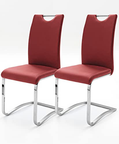 Robas Lund, Stuhl, Esszimmerstuhl, Schwingstuhl Köln, 2er Set, Bordeaux, 57 x 43 x 100 cm