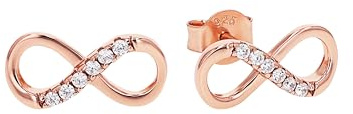 Amor Ohrstecker 925 Sterling Silber Damen Ohrschmuck, mit Zirkonia synth., 0,5 cm, Roséfarben, Infinity, Kommt in Schmuck Geschenk Box, 2016297