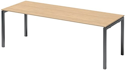 BISLEY Cito Schreibtisch, 740 mm höhenfixes U-Gestell, Metall, Mp334 Dekor Ahorn, Gestell Anthrazitgrau, 80 x 220 x 85 cm