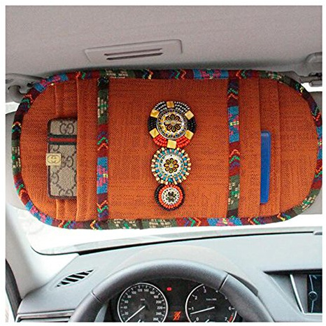 BlingSHD Bohemian Style Car Sun Visor Tissue Bag CD Visor Organizer Holder (Orange)