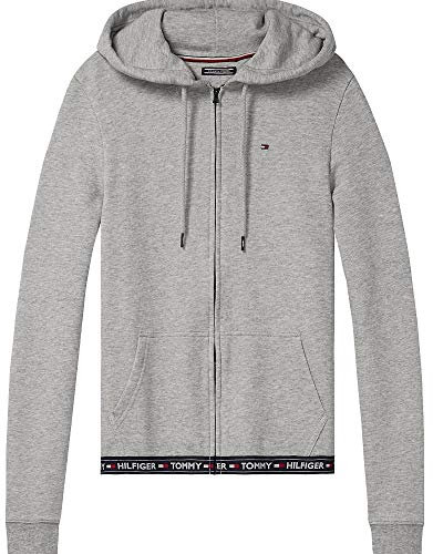 Tommy Hilfiger Damen Hoodie mit Reißverschluss Zipper, Grau (Grey Heather), L