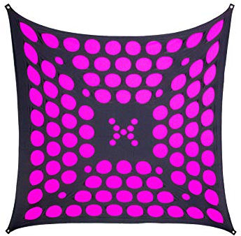 PSYWORK Schwarzlicht Segel Spandex | 3D Neon Space Dots Black | Pink | 3 x 3m | UV-aktiv | leuchtend | Wandtuch Wandbehang Stoff Neon Deko Party Tuch Tapestry Poster Psy Goa