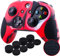 YoRHa Verdickt Gummi Silikon Hülle Skin Taschen 3D-Buchstaben-Massagegriff für Xbox One S/X Controller x 1 (Tarnung rot) Mit Daumengriffe Aufsätze Joystick-Kappen Thumb Grip x 8