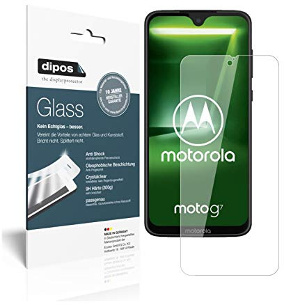 dipos 2x Displayschutzfolie 9H klar für Motorola Moto G7 | Bricht und splittert nicht, kein Echtglas, Anti-Shock, passt perfekt, kratzfest, blasenfrei, hüllenfreundlich, selbstklebend