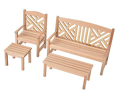 4 STÜCKE Holz Puppenhaus Möbel Garten Stuhl Hocker 1:12 Skala Holz Farbe Puppenhaus Miniatur Tisch Stühle Möbel Set für Oben 2 Jahre
