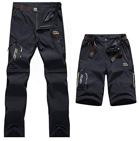 7VSTOHS Hommes Zip Off Convertible Pantalon de randonnée à séchage Rapide Respirant Léger Pantalon de randonnée décontracté d'extérieur Amovible Short