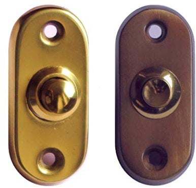 Mini-Klingel-Klingelschild-nur 60 x 27 mm-Messing poliert oder brüniert.-Türklingel mit Schutzlack-2-Drahtanschluss (Messing poliert)