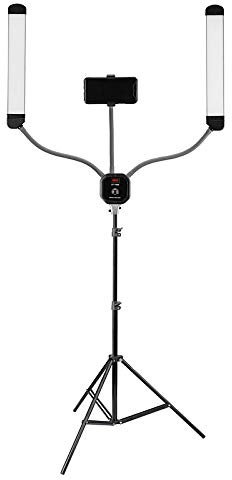 Doppel-Arm Bi-Color LED-Studioleuchte LF-Y500 mit Smartphone Halterung u. Stativ für Selfie, Video-Podcast