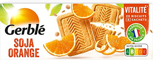 Gerble Vitalité, Biscuit Soja Orange, Sans Huile de Palme, 4 Sachets Individuels, 20 Biscuits, 280 g, 99144