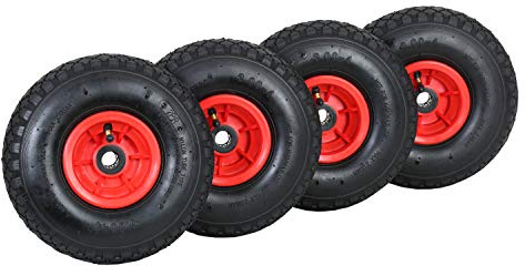 Frosal Rad Bollerwagen | Ersatzrad Reifen Sackkarre | Ersatzreifen | Sackkarrenrad Luftreifen Rollenlager Kugellager | Nabe 20mm/60mm (4 Stück)