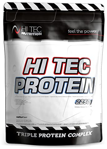 Hi Tec Nutrition Hi Tec Protein Pulver - Vanille 2250g - Whey, Kasein & Weizen Mehrkomponenten Protein - Eiweiß Pulver für Muskelaufbau, Fitness & Bodybuilding - 75 Portionen