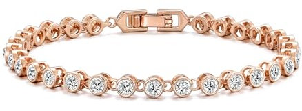 Philip Jones Rose Gold Plated Solitaire Bracelet Created with Zircondia® Crystals