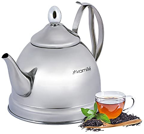 Teiera da 1 litro con infusore in acciaio inox di alta qualità, ideale come regalo per il tè con colino per tutti i tipi di fornelli, incluso infusore a induzione