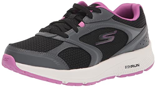 Skechers Go Run Coerente Anahita, Scarpe da corsa Donna, Nero Pelle Viola Trim, 39 EU
