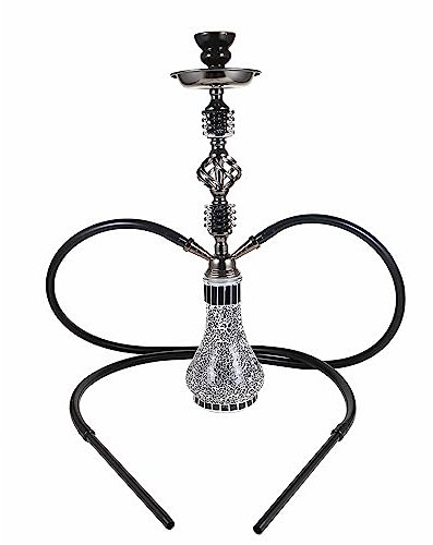 RMAN® Cachimba Shisha 55 cm Shisha Cachimba Completa con 2 Mangueras Grande Cachimba Hookah con Boquillas, Pinzas de Carbon y Cazoleta de Cristal
