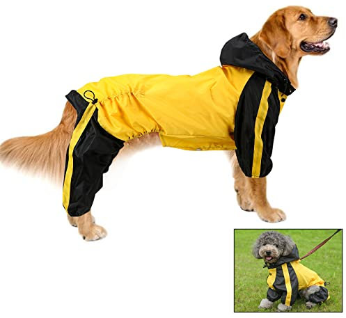 Wasserdichter Hunde-Regenmantel, Regenmantel mit Kapuze, Regenmantel für Hunde, Hunde-Regenmantel mit Kapuze, leicht, verstellbar, Outdoor-Regenponcho für kleine und mittelgroße Hunde