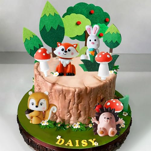 JeVenis Luxury Woodland Animals Party Supplies Woodland Baby Shower Cake Decorations Woodland Animals Cake Decorations Animals Cake Decoration Hedgehog Squirrel Fox Cake Decoration