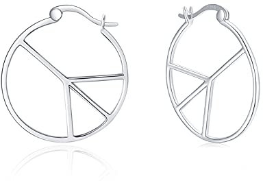 Peace Zeichen Ohrringe 925 Sterling Silber Friedenszeichen Creolen Ohrringe Frieden Huggie Ohrringe Hypoallergene Schmuck für Frauen Mädchen
