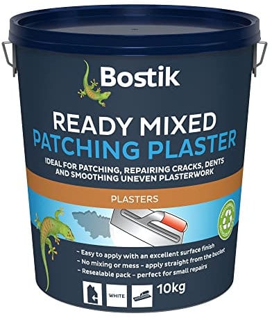 Bostik Ready Mixed Patching Plaster, Ready to Use, Ideal for Patching, Repairing Cracks, Dents and Smoothing Uneven Plasterwork, Colour: White, Size: 10kg