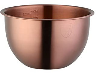 BISDARUN 18/10 Stainless Steel Mixing Bowls with Measurement Marks 2.5 Litres for Baking Salad Bowl Meal Prep Party Serving Bowls Matte Rose Gold 1-PCS