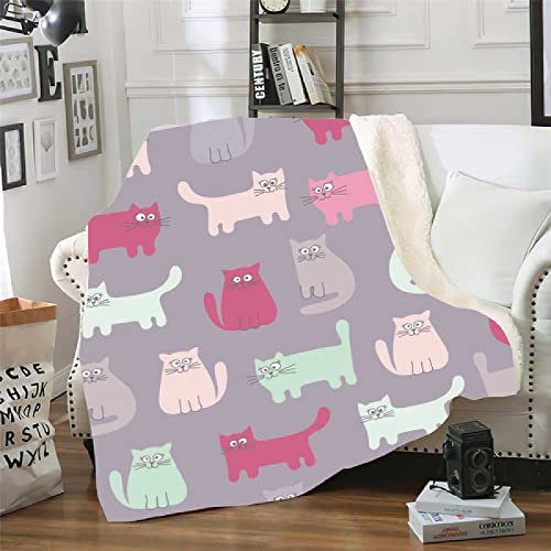 Plaid Rose Lilas Turquoise Plaid Canape Flanelle et Laine Agneau Couverture Conception Recto-Verso Plaid Polaire Mou Jeté de Canapé Epaissir Plaid Canapé 150x180cm