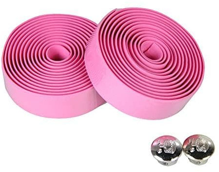 HshDUti Ruban de guidon de vélo en EVA pour vélo de route, 2 rouleaux, ruban de guidon de vélo pour vélo de route, urbain, VTT, comprend 2 bouchons de guidon rose